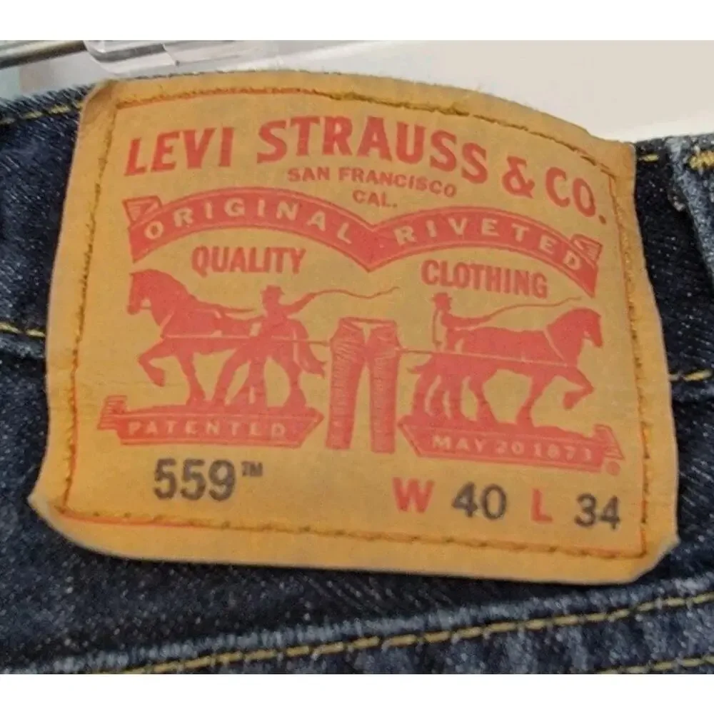 Levis Mens Jeans 559 Relaxed Fit Straight Leg Denim Blue Size 40 x 33 Dark Wash